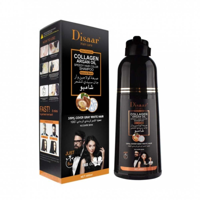 Disaar Shampoo Collagen & Argan Oil for Natural Black Hair Dye - 400 ml - TUZZUT Qatar Online Shopping
