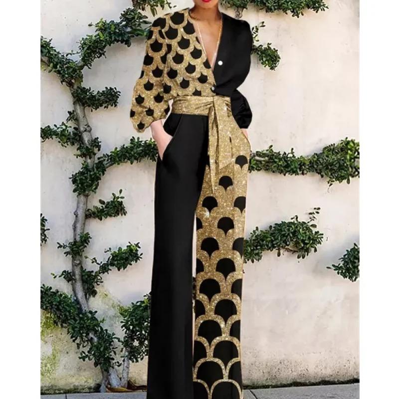 Autumn And Winter New Jumpsuit Fashion Women's Sexy V-neck 3XL 070211888