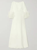 Elegant Simple Black And White Feather Long Sleeve Party Dress M 111150 - TUZZUT Qatar Online Shopping