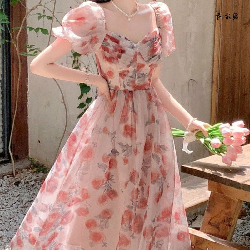 Women's Short Sleeve Tea Dresses 529977 - L