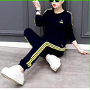 2 Pcs Women's Long Sleeve Striped/Checked/Polkadot/Weave Pants Set 352503 - TUZZUT Qatar Online Shopping