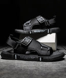 Men's Letter Print Sandals with Buckle Decor MF00801 - TUZZUT Qatar Online Shopping