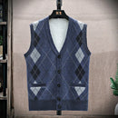 Mens Thick Argyle Sleeveless Sweater 64148 - TUZZUT Qatar Online Shopping