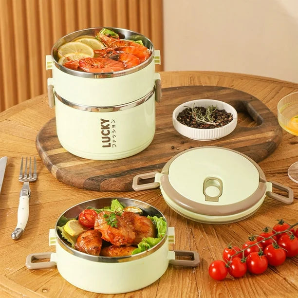 LUCKY Stainless Steel Insulated Lunch Box with Cover LB1000 - TUZZUT Qatar Online Shopping