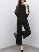 2 Pcs Women's Solid Color Pants Set 439387 - TUZZUT Qatar Online Shopping