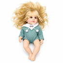 Cute Blonde Baby Girl Doll with Braided Hair & Green Knitted Outfit MF1940