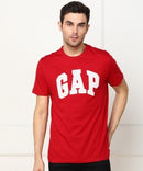 Men Embroidered Round Neck Cotton Blend Red T-Shirt   S593211 - TUZZUT Qatar Online Shopping