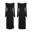 Black Off-Shoulder Long-Sleeve Maxi Dress with Ruffle MC-A40