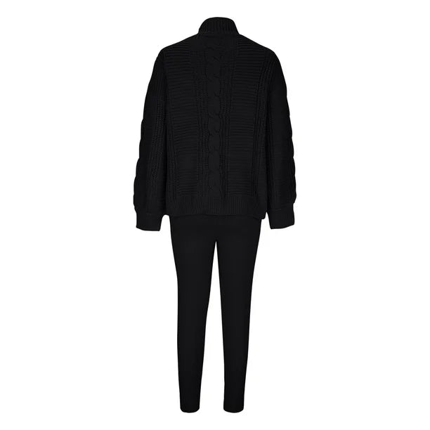 Knitted Cardigan and Slim High Waisted Pants Lounge Set 28022 - TUZZUT Qatar Online Shopping