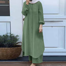 Turkey Abaya Suit Women Long Shirts Wide Leg Pants P568974 - TUZZUT Qatar Online Shopping