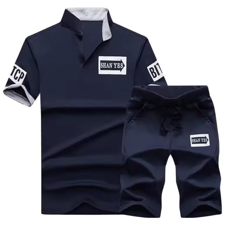 Men Lightweight Short Sleeve Stand Collar Sportswear Set  S47051610 - TUZZUT Qatar Online Shopping