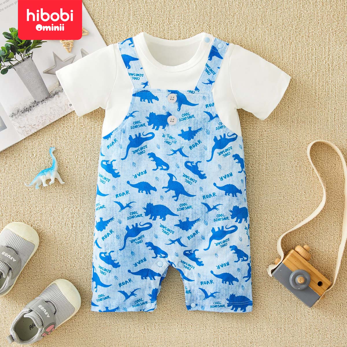 Baby Boy's Dinosaur Print Short Sleeve Romper 1537396 Baby Boy's Dinosaur Print Short Sleeve Romper 1537396