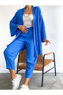 Women's Solid Color Cotton Linen Fabric Loose Casual Set   B85908 - TUZZUT Qatar Online Shopping