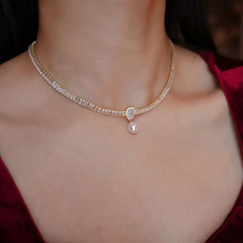 Women's Pearl Dangle Jewellery Necklace  B-373934 - TUZZUT Qatar Online Shopping