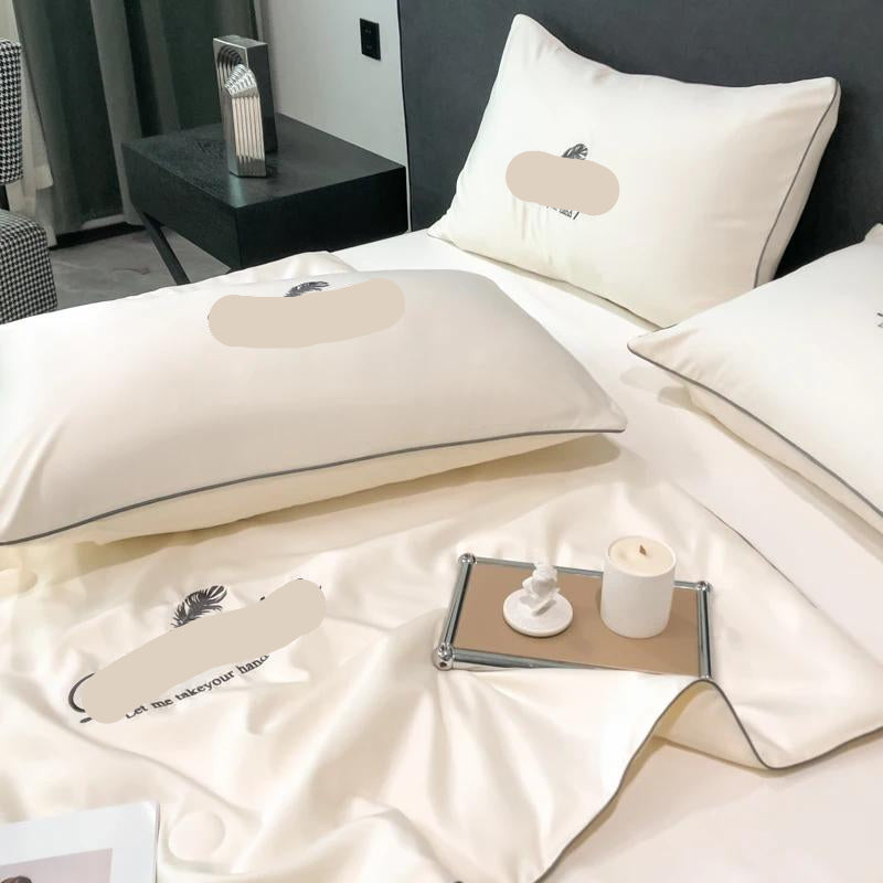 4 Piece Set Luxury Home Summer Comforter Set Embroidered Breathable Thin Blanket 4 Piece Set Luxury Home Summer Comforter Set Embroidered Breathable Thin Blanket
