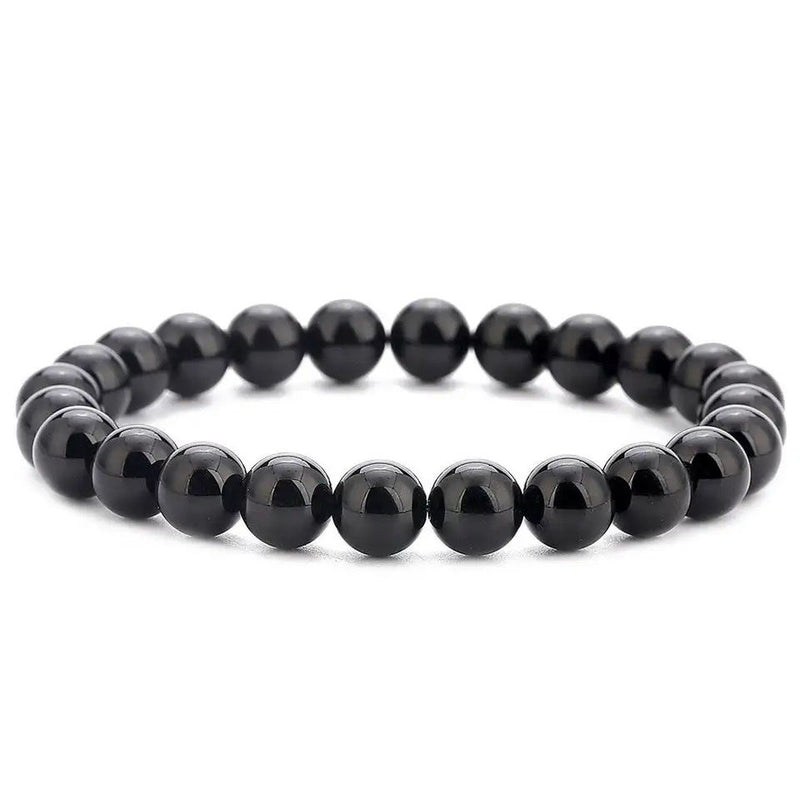 Beaded Bracelet 8mm Natural Stone Lava Black Onyx Matte Healing Beads Bangle Stretch Charm Yoga For Women Men Jewelry - Tuzzut.com Qatar Online Shopping