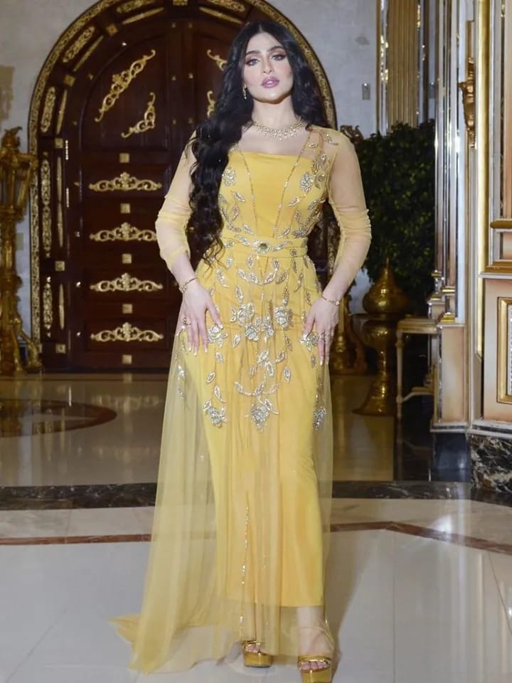 Gold Arabic Evening Dresses With Cape Women Prom Gown Gold Glitter Sequins Formal Lady Vestidos Robe Africaine New Party Bridesm X4609987 - Tuzzut.com Qatar Online Shopping