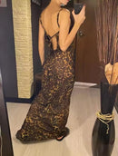 Women Leopard Print Long Beach Dress   568918 - TUZZUT Qatar Online Shopping