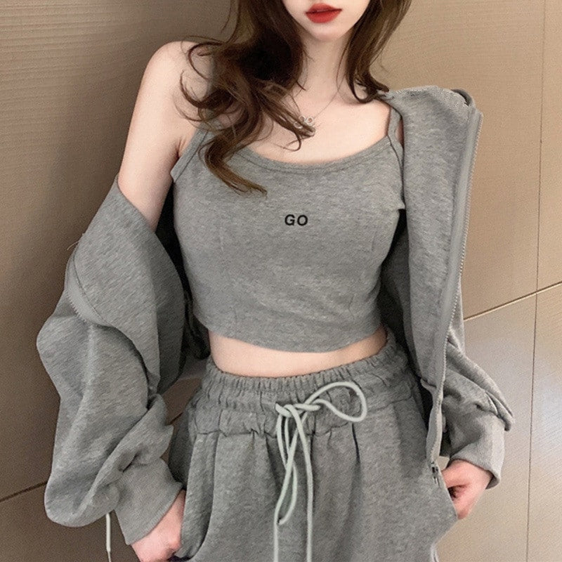 3 Pcs Women's Long Sleeve Letter/Number Pants Set 472737  - M