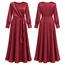 Women’s Burgundy Satin-Effect Side-Tie Maxi Dress D-24