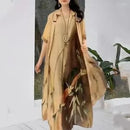 Printed Dresses Women Two-Piece Costume  Summer Long Dress Female Fashion Oversized Costume Dresses Lady   B241865 - TUZZUT Qatar Online Shopping