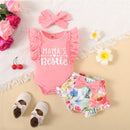 Newborn Baby Sleeveless Romper Top+Flowers Shorts+Headband 3PCS Outfit   1480838 - TUZZUT Qatar Online Shopping