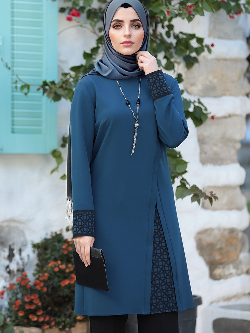 2 Pcs Women's Long Sleeve Solid Color Arabian Set L 445637