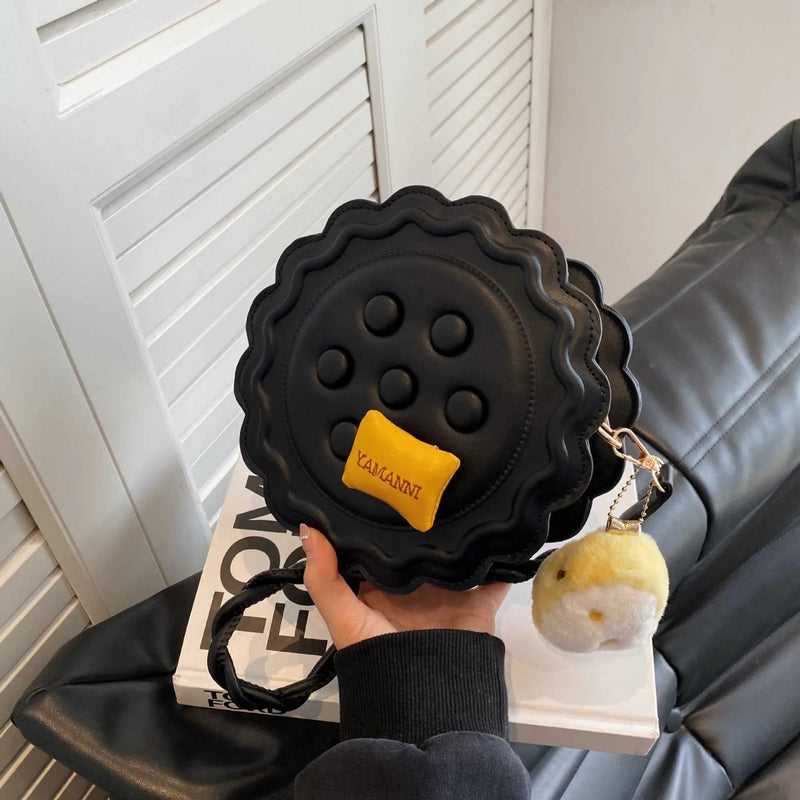 Women Cute Biscuit Shape PU Leather Shoulder Bag     WED0093B - TUZZUT Qatar Online Shopping