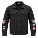 Men’s Black Denim Jacket with Graphic Sleeve Prints S5042143 - 3XL