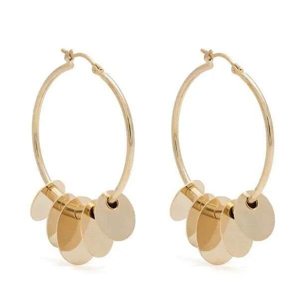 Hanging Coins Hoop Earrings E55 - TUZZUT Qatar Online Shopping
