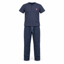 Men’s Navy Printed Henley Top & Trouser Pyjama Set - M