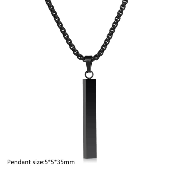 Rectangle Bar Pendant Necklace Chain for Men R55 Rectangle Bar Pendant Necklace Chain for Men R55