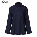 New Fashion Long Sleeve Tunic Tops Celmia Women Blouses Autumn Female Button Cotton Linen Top Casual Loose Blusas Femininas 2XL S2232793 - Tuzzut.com Qatar Online Shopping