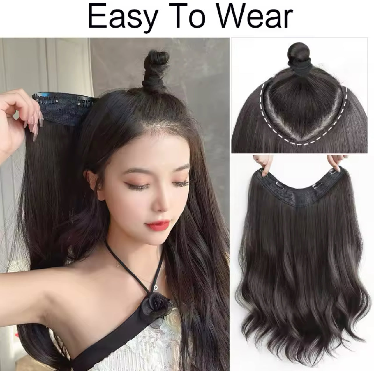 Synthetic Fiber Heat Resistant Wavy 4 Clips on Clip in hair Extensions mod108 Synthetic Fiber Heat Resistant Wavy 4 Clips on Clip in hair Extensions mod108
