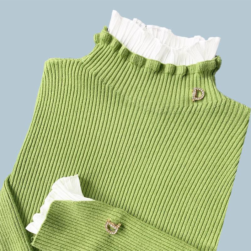 Korean Patchwork Warm Sweater Women Elegant Long Sleeve Slim Turtleneck Knitted Pink Tops Chic Ruffle Pullover Fake 2 Pieces X4436288 Korean Patchwork Warm Sweater Women Elegant Long Sleeve Slim Turtleneck Knitted Pink Tops Chic Ruffle Pullover Fake 2 Pieces X4436288