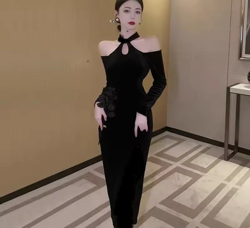 Elegant Black Evening Gown S5085853 - TUZZUT Qatar Online Shopping