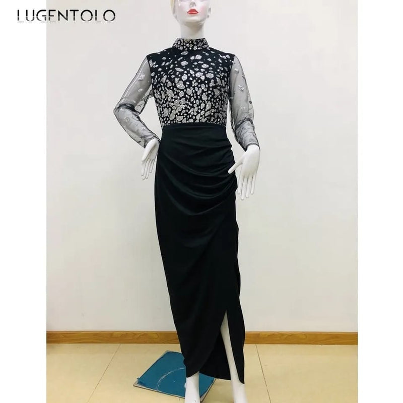Women's Sexy Gold Sequin wrap Hip Prom Dress X4586400 - TUZZUT Qatar Online Shopping