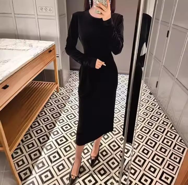 Women Long Sleeve Velvet Dress B188662 Women Long Sleeve Velvet Dress B188662