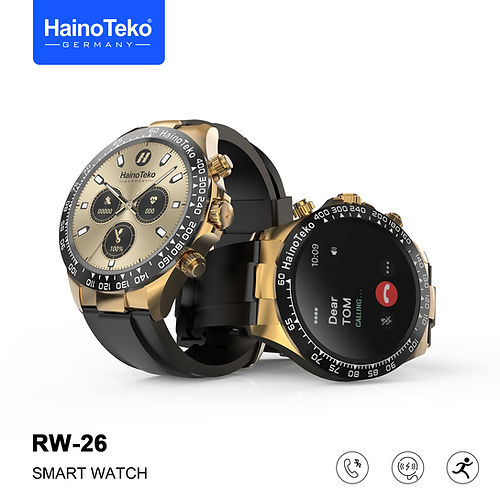 Haino Teko Germany RW 26 Round Smartwatch with stylish King Bracelet and wireless charger for Men