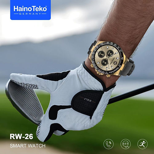 Haino Teko Germany RW 26 Round Smartwatch with stylish King Bracelet and wireless charger for Men - Tuzzut.com Qatar Online Shopping