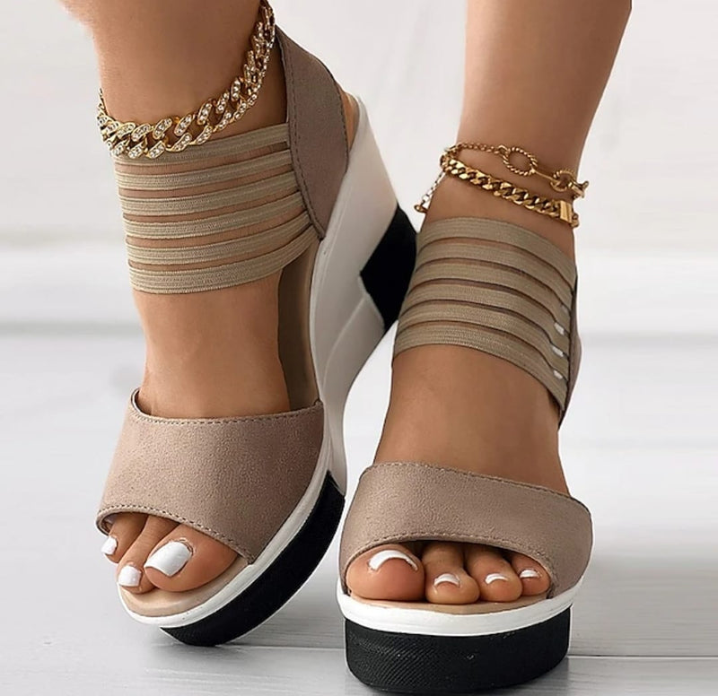 Black Wedge Sandals with Strappy 7008 - TUZZUT Qatar Online Shopping