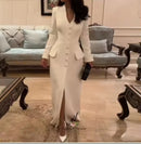 Modern Style Jersey Button Straight V-neck Long Sleeves Dress S5088094 - TUZZUT Qatar Online Shopping