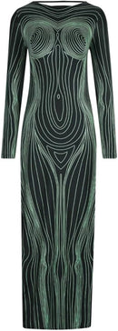 3D Print Long Sleeve Women's Party Dress   S4917878 - TUZZUT Qatar Online Shopping