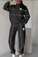 Long Sleeve Letter Sweatshirt Drawstring Long Pants Set B-382411 - TUZZUT Qatar Online Shopping