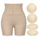 Women’s Beige High-Waist Padded Shapewear Shorts with 4 Removable Pads 470546 - L