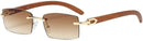 Rectangular Rimless Wooden Frame Sunglasses SG09 - TUZZUT Qatar Online Shopping