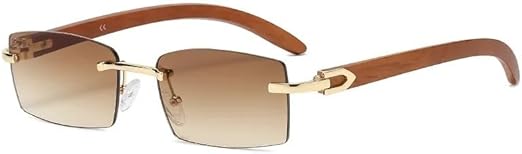 Rectangular Rimless Wooden Frame Sunglasses SG09 Rectangular Rimless Wooden Frame Sunglasses SG09