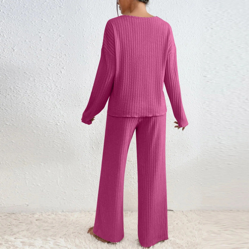 V-Neck Long Sleeve Loungewear Set LS78200 - TUZZUT Qatar Online Shopping