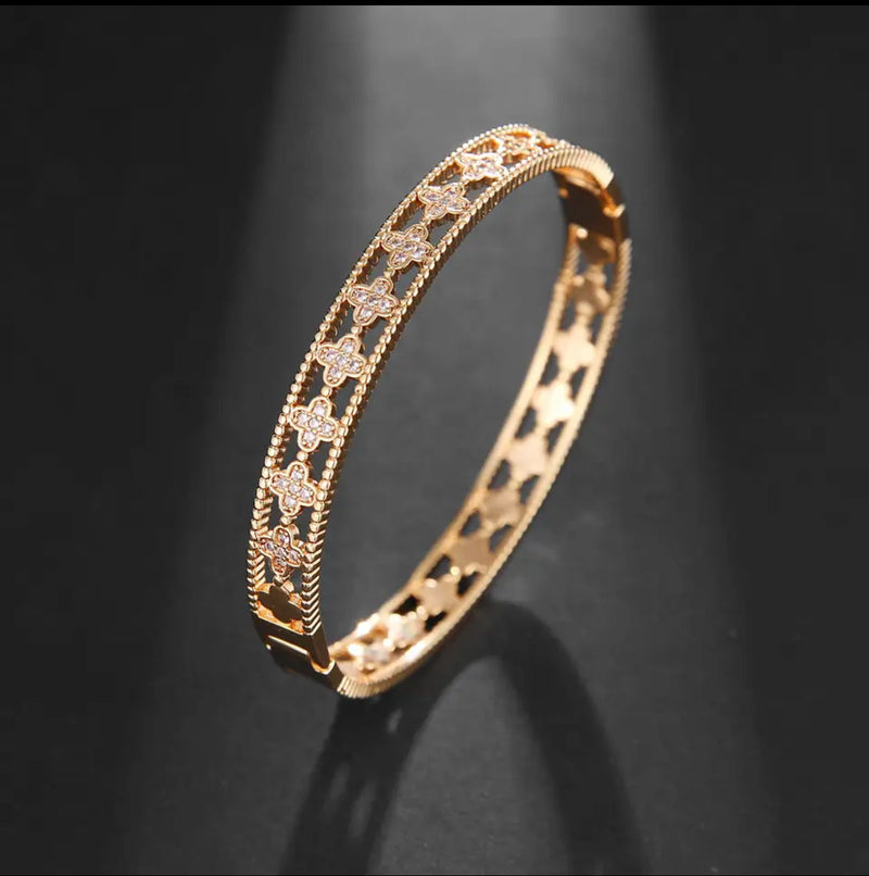 2-piece Set Classic Gold Plated Full Zirconium Personalized Bracelet Ring Set - X 1278682 - TUZZUT Qatar Online Shopping