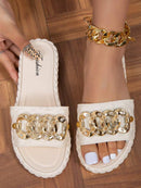 Women Chain Decor Slide Sandals 541542 - TUZZUT Qatar Online Shopping